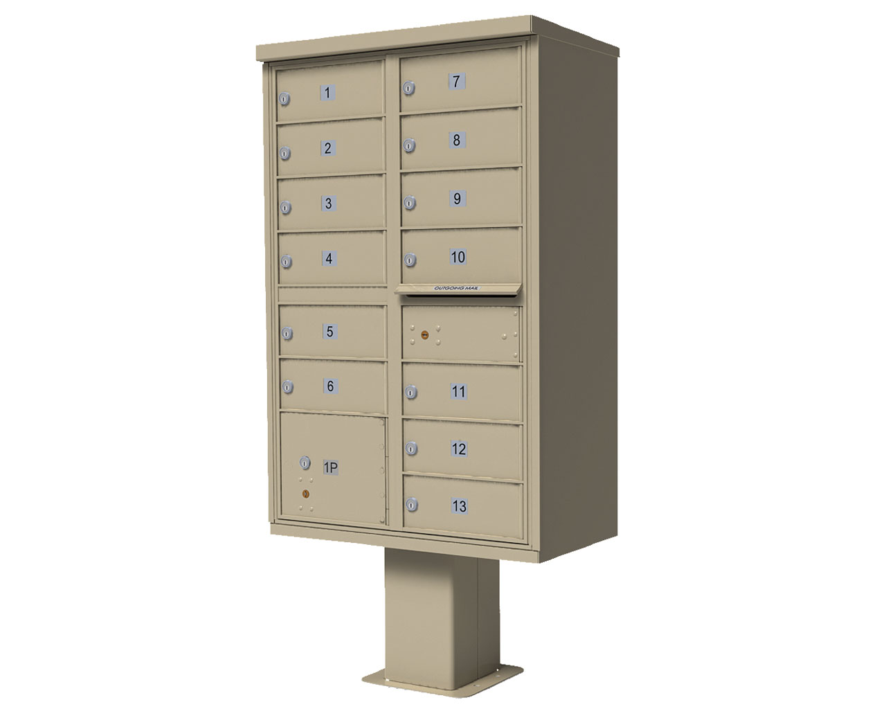 Type IV - 13 tenant boxes, 1 outgoing, 1 parcel