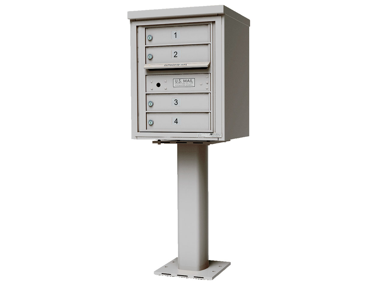 4-tenant doors with fully encased and mounted on pedestal