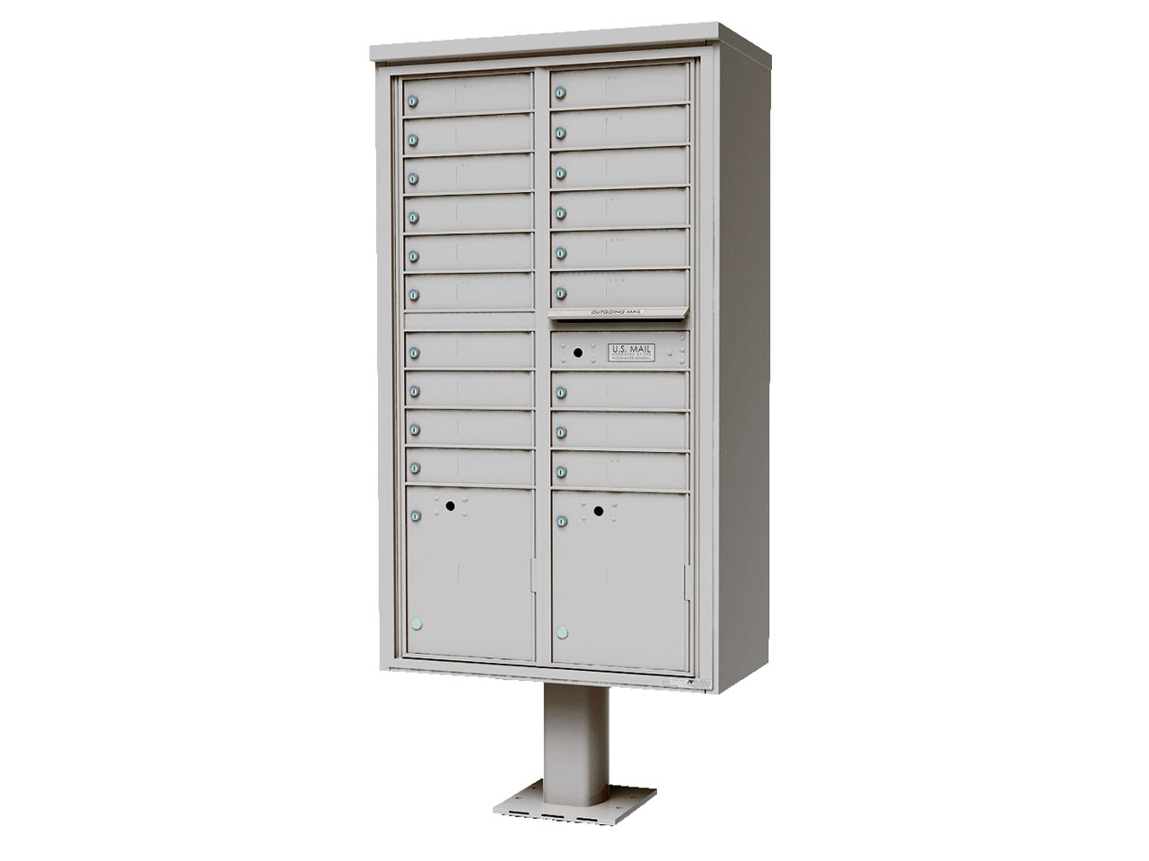 19-tenant doors with 2-15" H parcel lockers