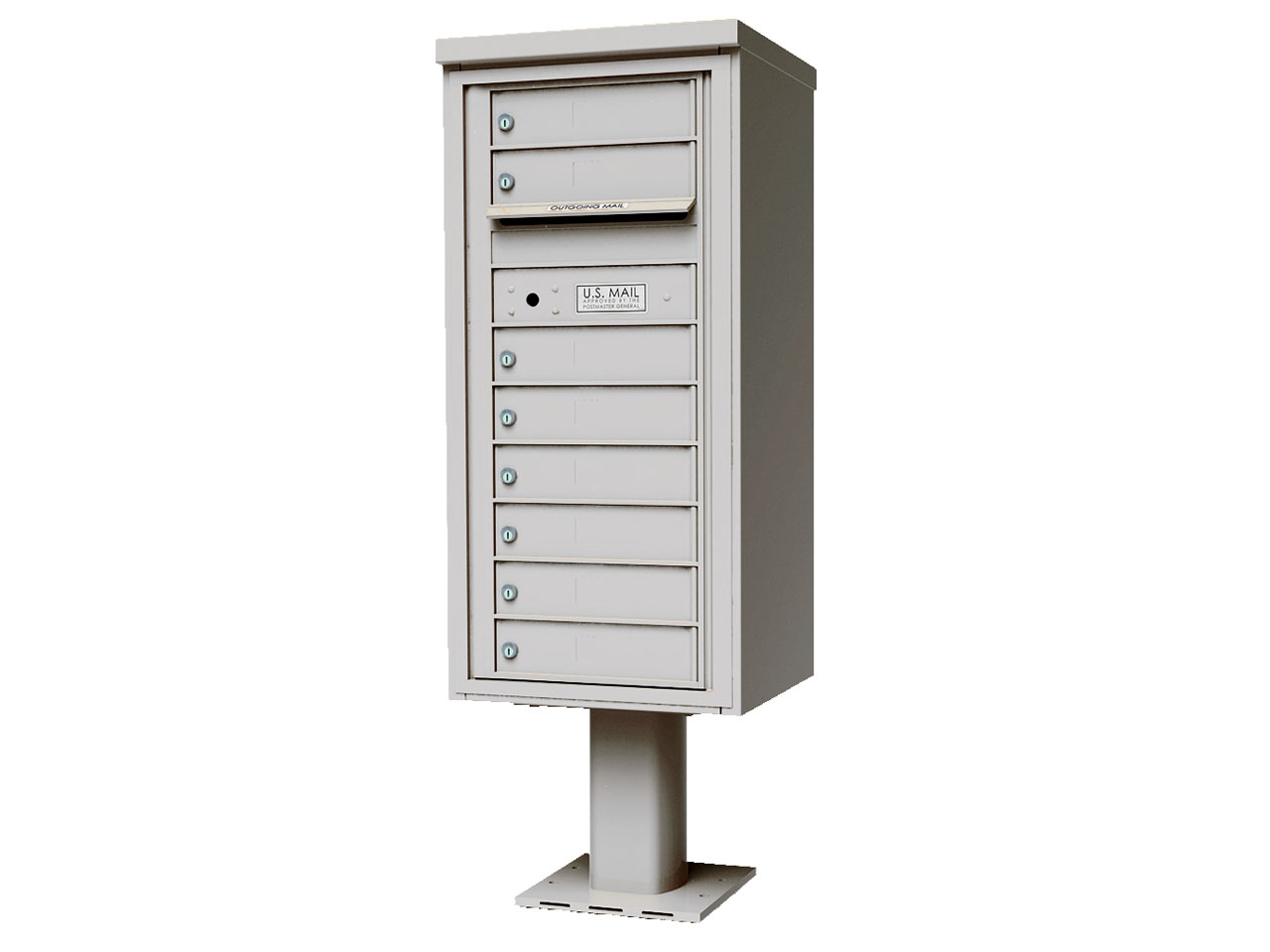 9-tenant doors with fully encased and mounted on pedestal